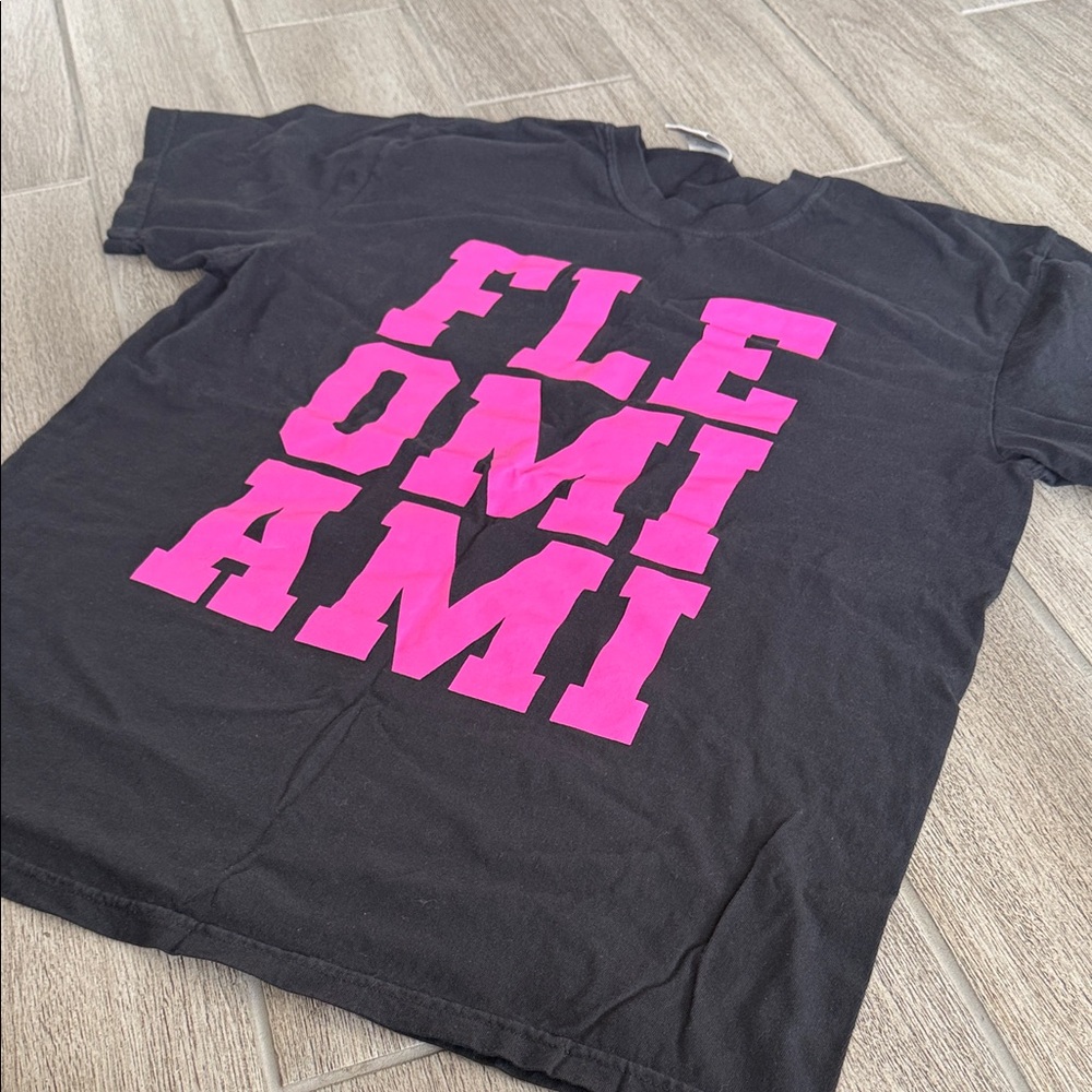 Fleo MIAMI Black and Pink Short Sleeve Comfort Colors Tee